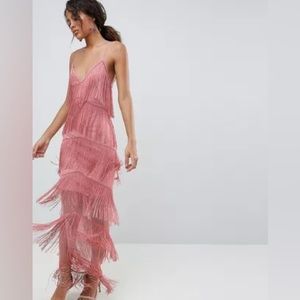 ASOS Fringe Mesh Strappy Maxi Bodycon Dress
